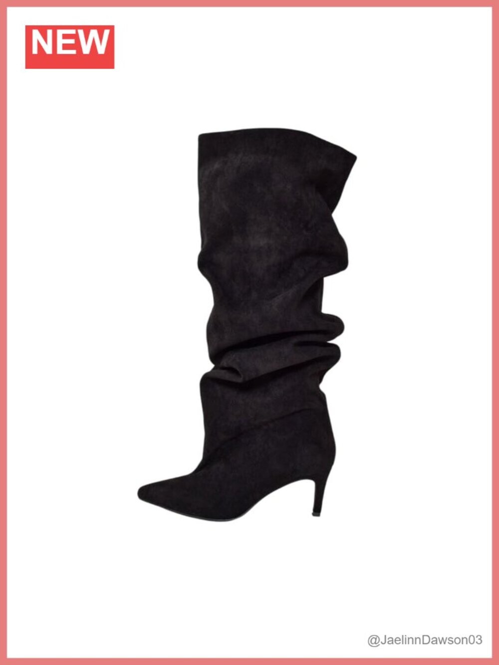 Slouch Knee High Boots Pointed Toe Faux Suede Stiletto Kitten Heel Pull-On